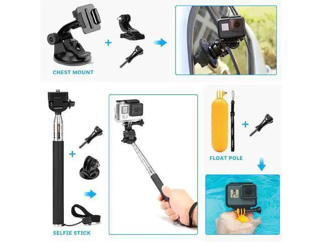 Alt view image 2 of 7 - Luxebell Accessories Kit for AKASO EK5000 EK7000 4K WiFi Action Camera GoPro Hero 12 11 10 9 8 7 6 5/Session 5/Hero 4/3+/3/2/1 Max Fusion SJ4000 SJ5000 (14-in-1)