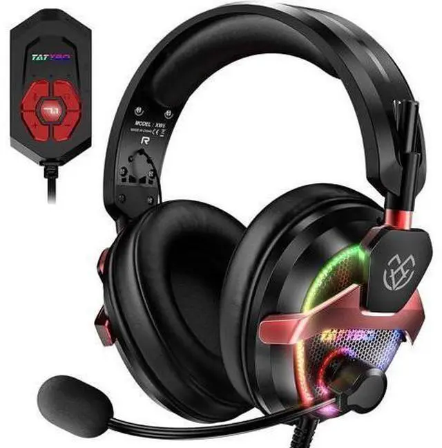 Main image of PC Gaming Headset with Mic for PS5 PS4 Xbox, USB Headset with 7.1 Surround Sound, Wired 3.5mm Headphones, RGB
