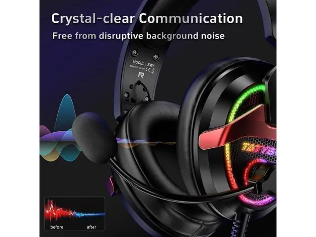 Alt view image 3 of 7 - PC Gaming Headset with Mic for PS5 PS4 Xbox, USB Headset with 7.1 Surround Sound, Wired 3.5mm Headphones, RGB