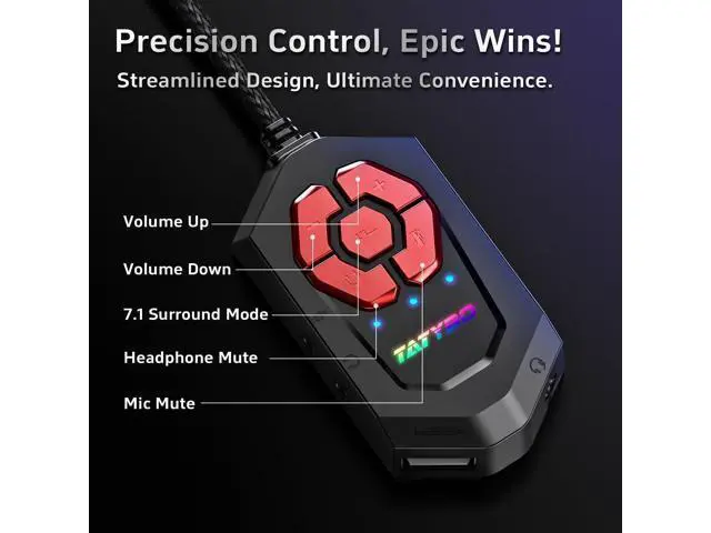 Alt view image 5 of 7 - PC Gaming Headset with Mic for PS5 PS4 Xbox, USB Headset with 7.1 Surround Sound, Wired 3.5mm Headphones, RGB