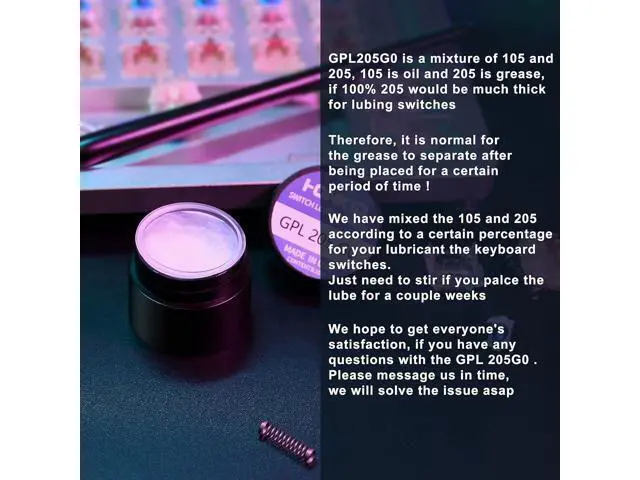 Alt view image 6 of 7 - HONKID Keyboard Switch Lube GPL 205G0 0.35 oz,Mechanical Keyboard Keycaps Lubricant Lubes Stabilizer Lubricating