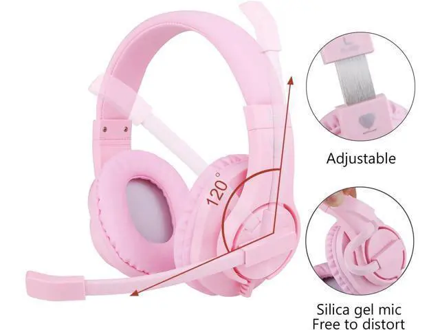 Alt view image 4 of 7 - Kids Headphones for Online School, Children, Teens, Boys, Girls, 3.5mm Stereo Over-Ear Gaming Headphone with Microphone and Volume Control for PS4, PS5, New Xbox OnePink