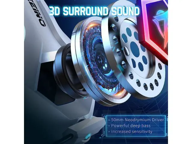 Alt view image 2 of 7 - Gaming Headset PS4 Headset, Xbox Headset with 7.1 Surround Sound, Gaming Headphones with Noise Cancelling Mic RGB Light Memory Earmuffs for PC, PS5, PS4, Xbox Series X/S, Xbox one, Switch