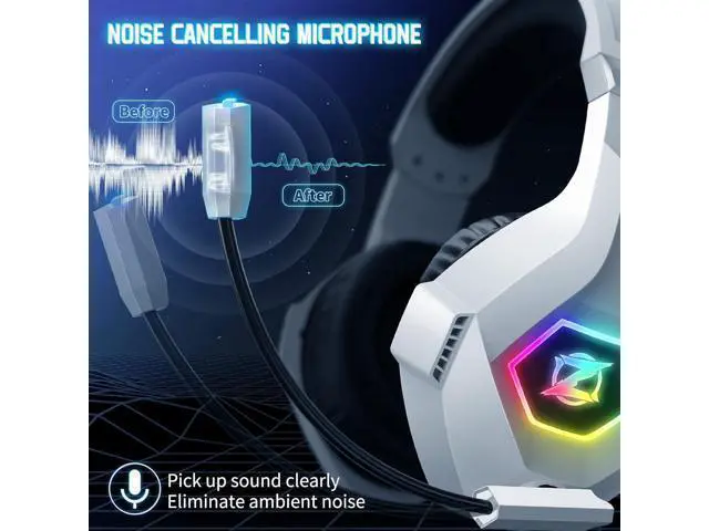 Alt view image 3 of 7 - Gaming Headset PS4 Headset, Xbox Headset with 7.1 Surround Sound, Gaming Headphones with Noise Cancelling Mic RGB Light Memory Earmuffs for PC, PS5, PS4, Xbox Series X/S, Xbox one, Switch