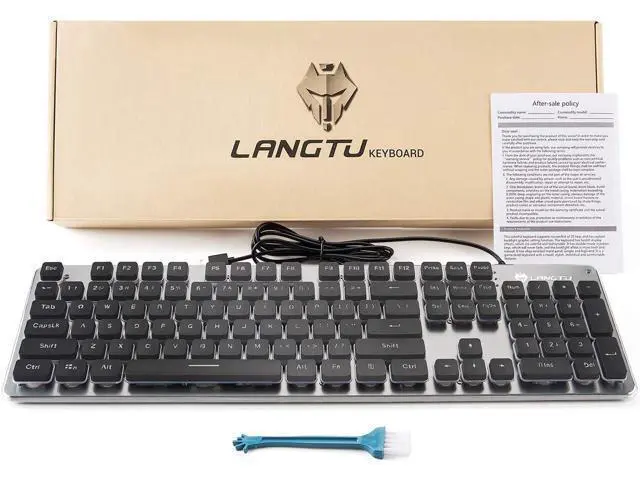 Alt view image 7 of 7 - LANGTU Membrane Gaming Keyboard, Colorful LED Backlit Quiet Keyboard for Study, All-Metal Panel USB Wired 25 Keys Anti-ghosting Computer Keyboard 104 Keys - L1 Black/Silver
