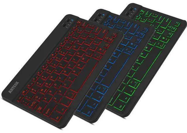 Main image of Arteck Universal Backlit 7-Colors Ultra Light Slim Portable Wireless Bluetooth 3.0 Keyboard for iOS iPad Pro, Air, Mini, Android, Windows Tablets PC Smartphone Built in Rechargeable 6-Month Battery