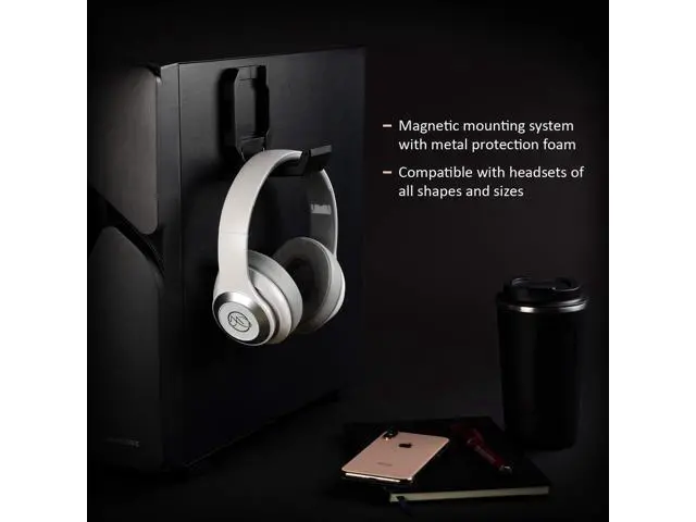 Alt view image 4 of 5 - Enermax Magnetic Mounting Headset Holder with Metal Protection Foam, Provides up to 1 kg/2.2 lbs, Compatible with Computer/Gaming Headsets, Headphone of all Shapes and Sizes, EHB001