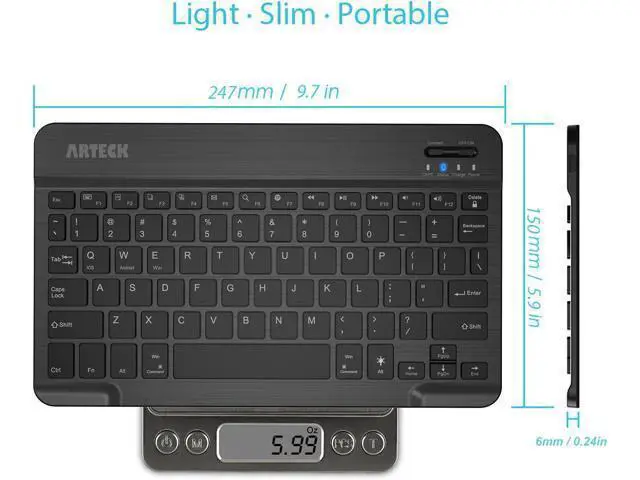 Alt view image 5 of 7 - Arteck Universal Backlit 7-Colors Ultra Light Slim Portable Wireless Bluetooth 3.0 Keyboard for iOS iPad Pro, Air, Mini, Android, Windows Tablets PC Smartphone Built in Rechargeable 6-Month Battery