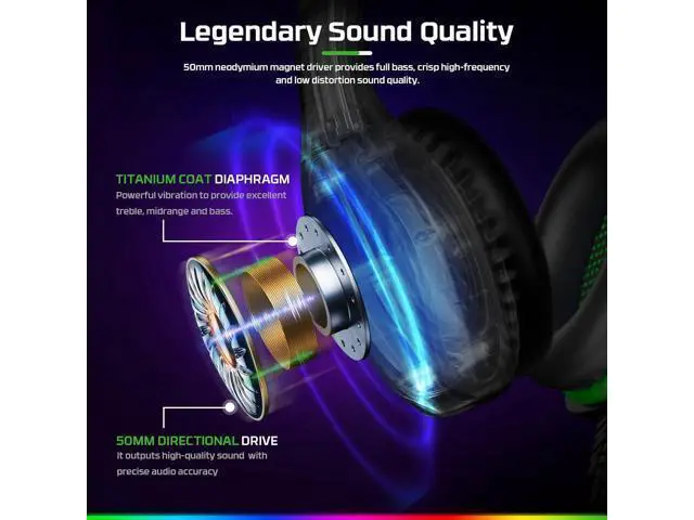 Alt view image 2 of 7 - FC100 Gaming Headset with Microphone for PS4, PS5, Switch, Xbox, PC, Mac, Gamer Headset with RGB Light, Computer Headphones with Mic