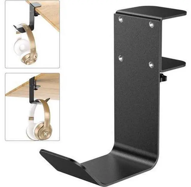 Main image of Clamp-On Under Desk Headphone Holder/Backpack Hook/PC Gaming Headset Headphone Hanger Mount, Provides a Convenient Place to Hang Headsets or Bags