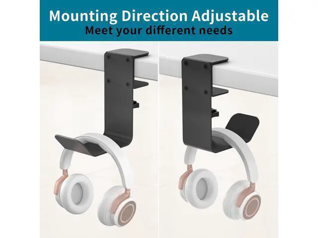 Alt view image 2 of 7 - Clamp-On Under Desk Headphone Holder/Backpack Hook/PC Gaming Headset Headphone Hanger Mount, Provides a Convenient Place to Hang Headsets or Bags