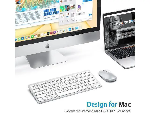 Alt view image 2 of 7 - OMOTON Bluetooth Keyboard for Mac, Compact Wireless Keyboard Compatible with MacBook Pro/Air, iMac, iMac Pro, Mac Mini, Mac Pro Laptop and PC (Silver)