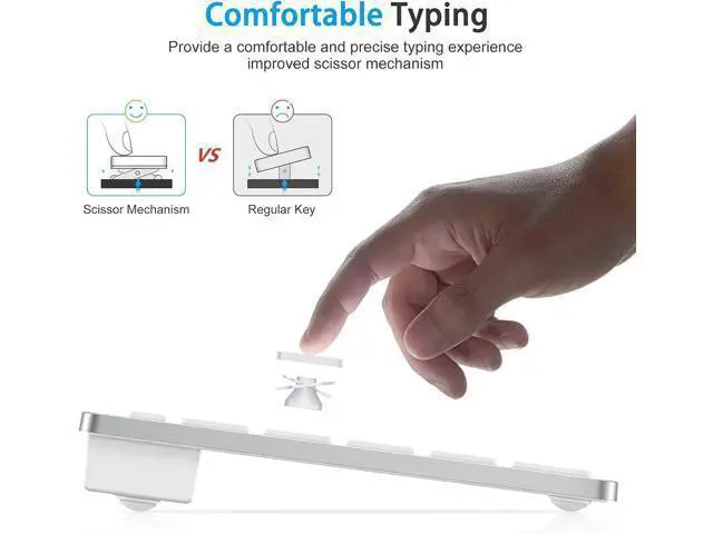 Alt view image 4 of 7 - OMOTON Bluetooth Keyboard for Mac, Compact Wireless Keyboard Compatible with MacBook Pro/Air, iMac, iMac Pro, Mac Mini, Mac Pro Laptop and PC (Silver)