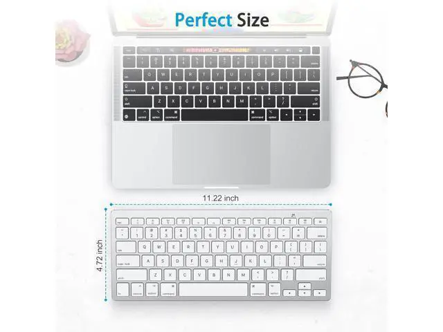 Alt view image 6 of 7 - OMOTON Bluetooth Keyboard for Mac, Compact Wireless Keyboard Compatible with MacBook Pro/Air, iMac, iMac Pro, Mac Mini, Mac Pro Laptop and PC (Silver)