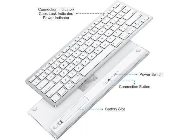 Alt view image 7 of 7 - OMOTON Bluetooth Keyboard for Mac, Compact Wireless Keyboard Compatible with MacBook Pro/Air, iMac, iMac Pro, Mac Mini, Mac Pro Laptop and PC (Silver)