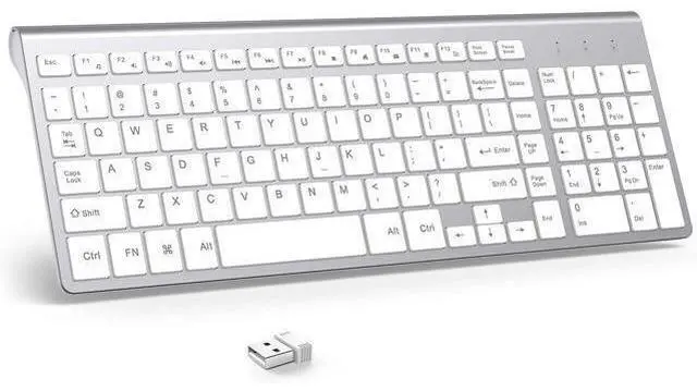 Main image of JOYACCESS J Wireless Keyboard, 2.4G Slim and Compact Wireless Keyboard with Numeric Keypad for Laptop, MacBook air, Apple, Computer, PC-Sliver&White