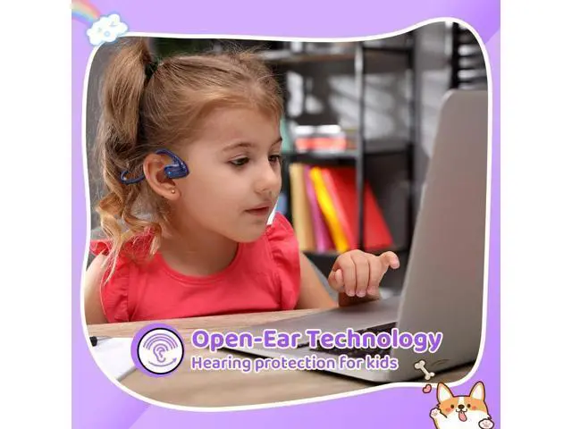 Alt view image 2 of 7 - Golvery Open Ear Kids Headphones, Wireless Bluetooth 5.3 Headset for Phone/Kindle/Tablet, Safer Hearing Protection Children Earphones, Built-in Mic, Ultra-Light & Comfort Fit, 10H Playtime