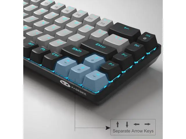 Alt view image 2 of 7 - MageGee Portable 60% Mechanical Gaming Keyboard, MK-Box LED Backlit Compact 68 Keys Mini Wired Office Keyboard with Blue Switch for Windows Laptop PC Mac - Grey/Black