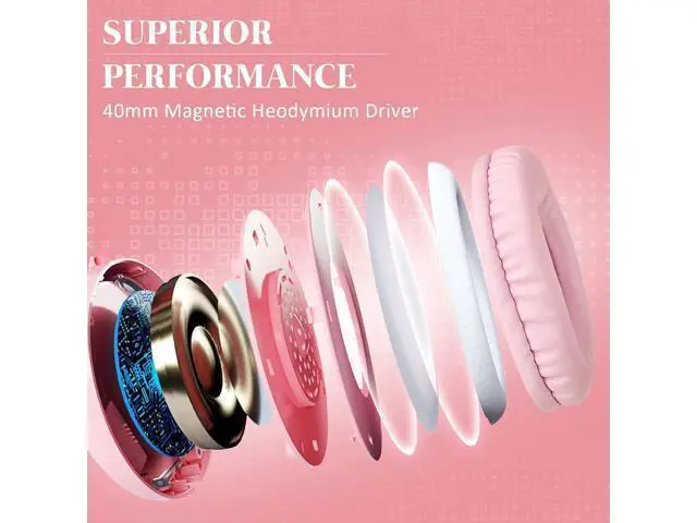 Alt view image 2 of 7 - DIWUER Gaming Headset for Xbox One, PS4, PS5, Nintendo Switch, Bass Surround and Noise Cancelling 3.5mm Over Ear Headphones with Mic for Laptop PC Smartphones, Pink