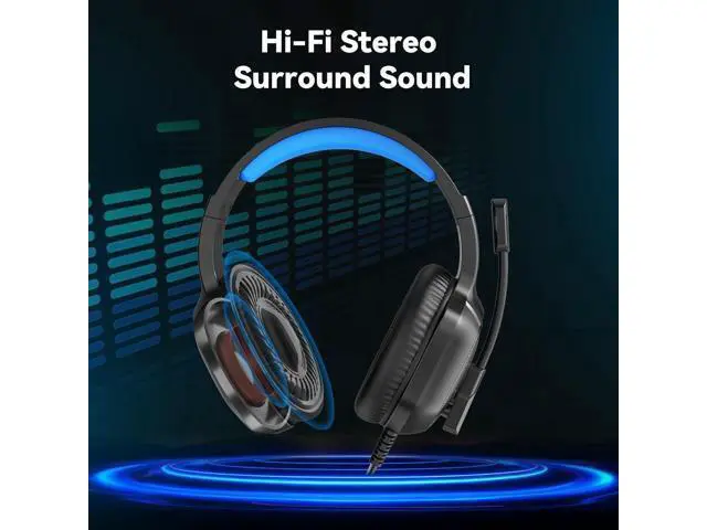 Alt view image 2 of 7 - A36 Gaming Headset with Microphone for Pc, Xbox One Series X/s, Ps4, Ps5, Switch, Stereo Wired Noise Cancelling Over-Ear Headphones with Mic for Computer, Laptop, Mac, Nintendo, Gamer (Blue)