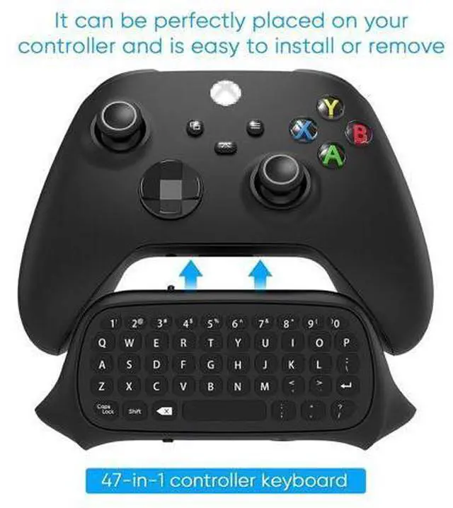 Alt view image 2 of 7 - FYOUNG Keyboard for Xbox Series X/S Controller, for Xbox One/S/Controller Gamepad, 2.4Ghz Mini QWERTY Keyboard Gaming Chatpad with Audio/Headset Jack for XSX (Black)