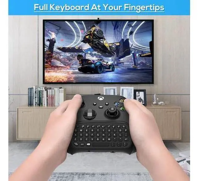 Alt view image 7 of 7 - FYOUNG Keyboard for Xbox Series X/S Controller, for Xbox One/S/Controller Gamepad, 2.4Ghz Mini QWERTY Keyboard Gaming Chatpad with Audio/Headset Jack for XSX (Black)