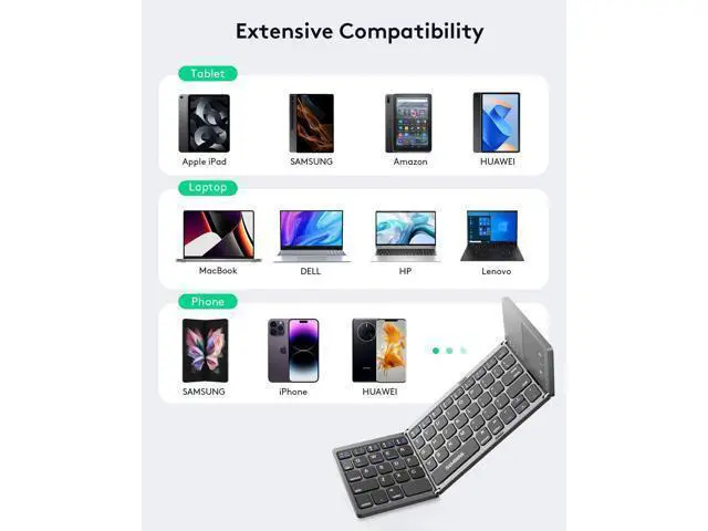 Alt view image 2 of 7 - Samsers Foldable Bluetooth Keyboard with Touchpad Portable Wireless Keyboard with Stand Holder, Rechargeable Full Size Ultra Slim Pocket Folding Keyboard for Android Windows iOS Tablet & Laptop-Gray