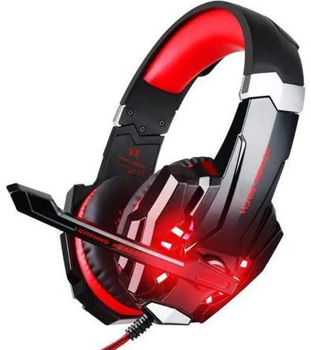Main image of Stereo Gaming Headset for PS4, PS5, PC, Xbox One, Noise Cancelling Over Ear Headphones with Mic, LED Light, Bass Surround, Soft Memory Earmuffs for Laptop Nintendo Switch (Black-Red)
