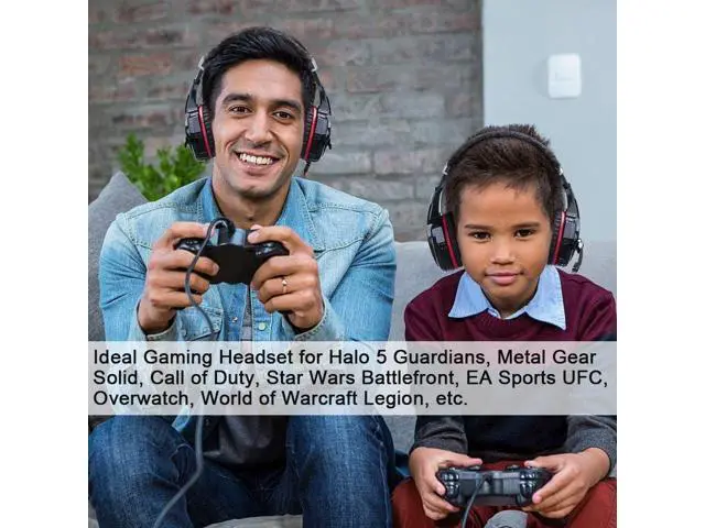 Alt view image 6 of 7 - Stereo Gaming Headset for PS4, PS5, PC, Xbox One, Noise Cancelling Over Ear Headphones with Mic, LED Light, Bass Surround, Soft Memory Earmuffs for Laptop Nintendo Switch (Black-Red)