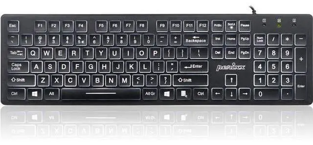 Main image of Perixx PERIBOARD-317 Wired Backlit USB Keyboard, Big Print Letter with White Illuminated LED, US English Layout,Black