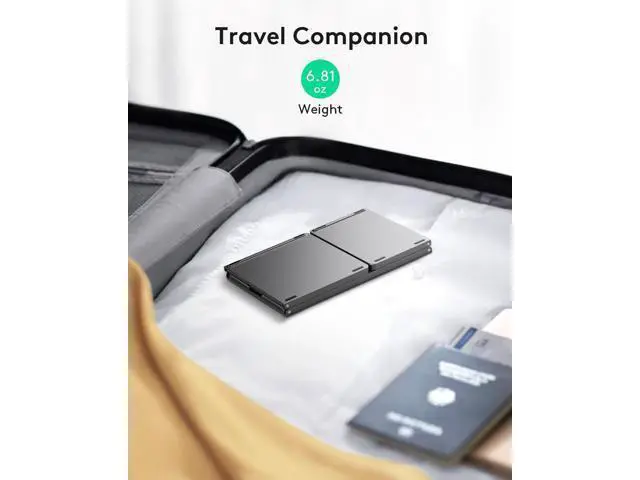 Alt view image 7 of 7 - Samsers Foldable Bluetooth Keyboard with Touchpad Portable Wireless Keyboard with Stand Holder, Rechargeable Full Size Ultra Slim Pocket Folding Keyboard for Android Windows iOS Tablet & Laptop-Gray
