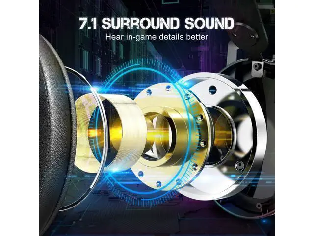 Alt view image 2 of 7 - EG100 USB Wired Gaming Headset for PC, 7.1 Surround Sound,Computer Headphones with Microphone/Mic Noise Cancelling, Video Gaming, RGB Flowing Light - for PS4, PS5,Laptop