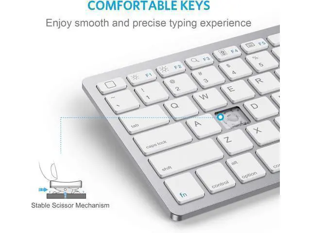 Alt view image 4 of 7 - OMOTON Ultra-Slim Bluetooth Keyboard for iPad 10.2(10th/ 9th/ 8th Generation)/ 9.7, iPad Air 5th / 4th Generation, iPad Pro 11/12.9, iPad Mini, and More Bluetooth Enabled Devices, White