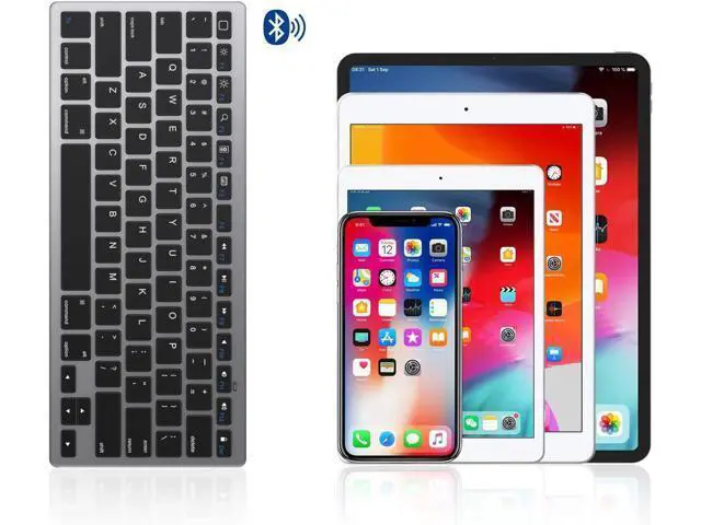 Alt view image 6 of 7 - OMOTON Ultra-Slim Bluetooth Keyboard Compatible with iPad 10.9(10th/ 9th/ 8th Generation)/ 10.2, iPad Air 5th Generation, iPad Pro 11/12.9, iPad Mini, and More Bluetooth Enabled Devices, Grey