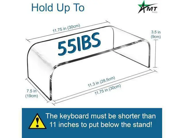Alt view image 2 of 7 - AMT Acrylic Laptop Monitor Stand & Computer Riser with Cat Keyboard Protector, Space-Saving Design, Extra Storage, Clear Shelf - Ideal for Monitors, Laptops, Printers, Desktop Decor