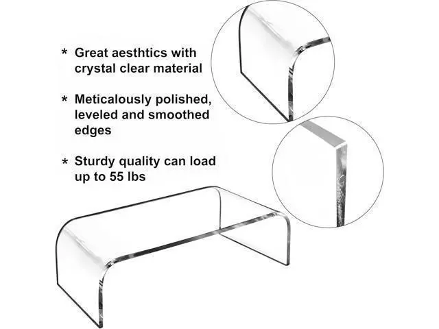 Alt view image 7 of 7 - AMT Acrylic Laptop Monitor Stand & Computer Riser with Cat Keyboard Protector, Space-Saving Design, Extra Storage, Clear Shelf - Ideal for Monitors, Laptops, Printers, Desktop Decor