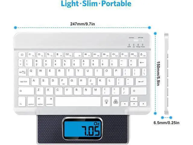 Alt view image 6 of 7 - OMOTON Bluetooth Keyboard, Wireless Rechargeable Keyboard for iPad, iPad Pro, iPad Mini, iPad Air with Illuminated LED (White)