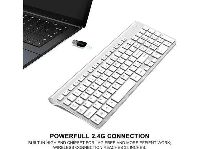 Alt view image 4 of 7 - JOYACCESS J Wireless Keyboard, 2.4G Slim and Compact Wireless Keyboard with Numeric Keypad for Laptop, MacBook air, Apple, Computer, PC-Sliver&White