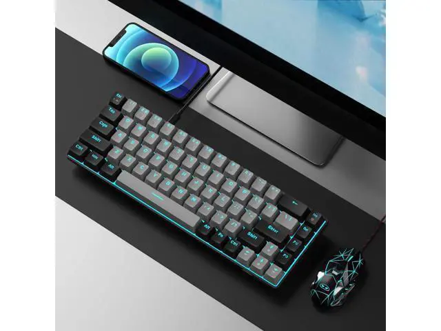 Alt view image 6 of 7 - MageGee Portable 60% Mechanical Gaming Keyboard, MK-Box LED Backlit Compact 68 Keys Mini Wired Office Keyboard with Blue Switch for Windows Laptop PC Mac - Grey/Black