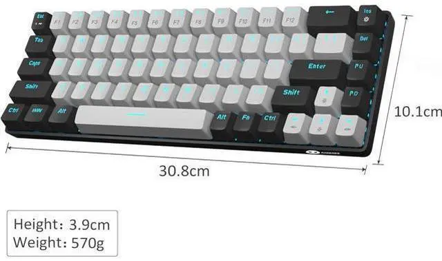 Alt view image 7 of 7 - MageGee Portable 60% Mechanical Gaming Keyboard, MK-Box LED Backlit Compact 68 Keys Mini Wired Office Keyboard with Blue Switch for Windows Laptop PC Mac - Grey/Black