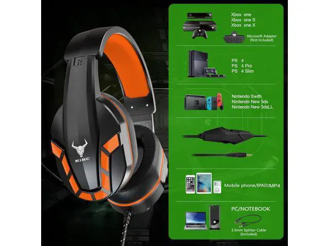 Alt view image 3 of 6 - PS4 Gaming Headset with Mic for Xbox One, PS5, PC, Mobile Phone and Notebook, Controllable Volume Gaming Headphones with Soft Earmuffs for Kid