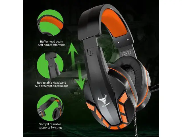 Alt view image 4 of 6 - PS4 Gaming Headset with Mic for Xbox One, PS5, PC, Mobile Phone and Notebook, Controllable Volume Gaming Headphones with Soft Earmuffs for Kid