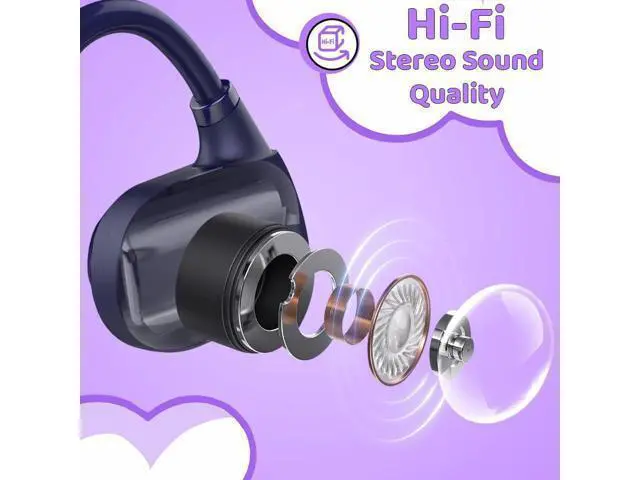 Alt view image 6 of 7 - Golvery Open Ear Kids Headphones, Wireless Bluetooth 5.3 Headset for Phone/Kindle/Tablet, Safer Hearing Protection Children Earphones, Built-in Mic, Ultra-Light & Comfort Fit, 10H Playtime