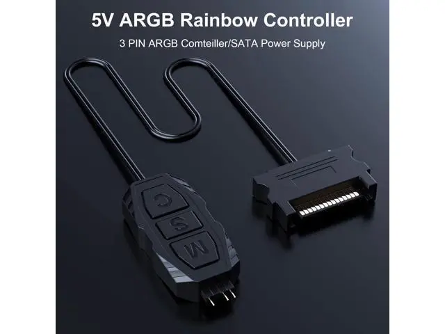 Alt view image 2 of 6 - DS Mini ARGB PC Fans Controller Kit for Rainbow Case Fans, PC Rainbow LED Strip, Computer ARGB Fans (3-Pin, 14 Key Remote, SATA Power, 4th Gen, B Series)