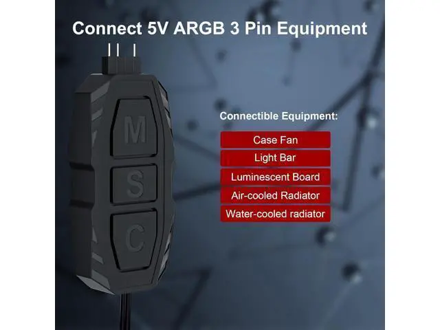 Alt view image 3 of 6 - DS Mini ARGB PC Fans Controller Kit for Rainbow Case Fans, PC Rainbow LED Strip, Computer ARGB Fans (3-Pin, 14 Key Remote, SATA Power, 4th Gen, B Series)