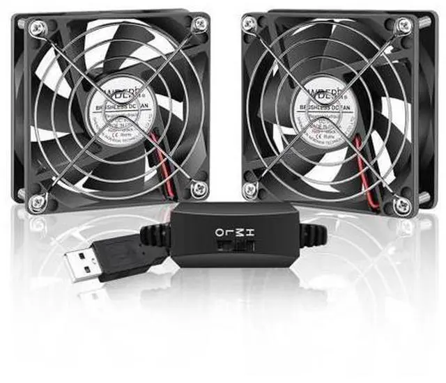 Main image of Mini 80mm USB Computer PC Case Cooling 5V Powered Fan (Quiet), Cabinet Cooler Fan with Speed Controller2 in1 Pack