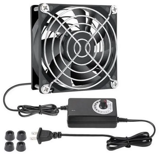 Main image of 80mm Small Computer Fan with AC Plug, 110V 120V 220V 240V Fan with Speed Controller, Cooling for Gaming PC, Modem, Cabinet, Terrarium, Greenhouse