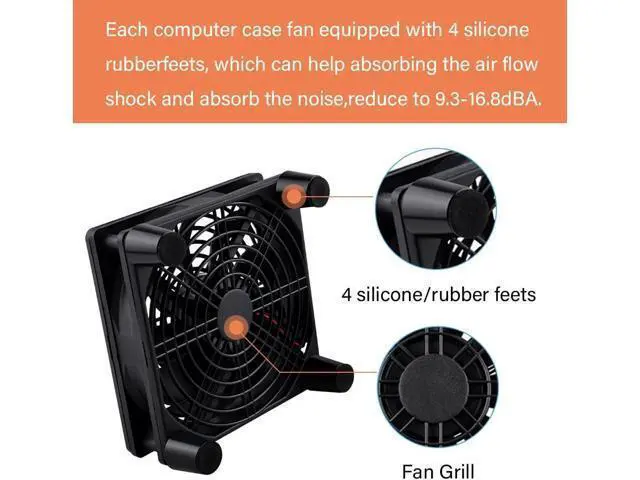 Alt view image 3 of 7 - Quiet 120mm Router Fan Cooler with L/M/H 3-Degree Speed Controller, DC 5V USB Powered Cooling Case Fan for Router Modem Receiver DVR Playstation TV Box