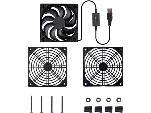 Alt view image 4 of 7 - Quiet 120mm Router Fan Cooler with L/M/H 3-Degree Speed Controller, DC 5V USB Powered Cooling Case Fan for Router Modem Receiver DVR Playstation TV Box