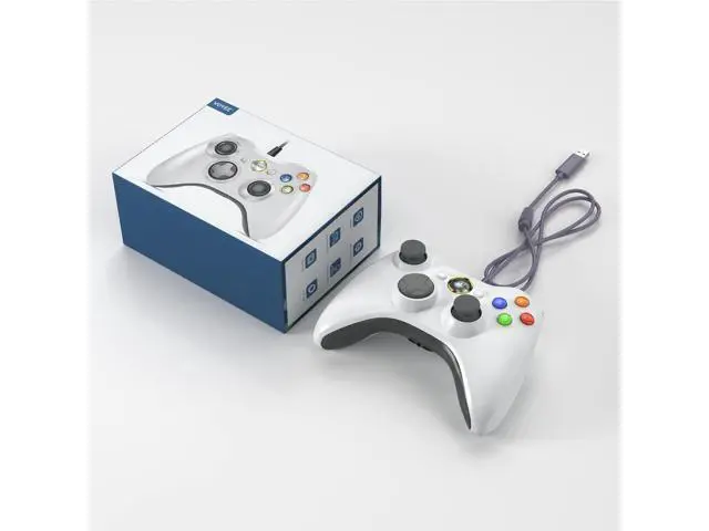 Alt view image 7 of 7 - VOYEE PC Controller, Wired Controller Compatible with Microsoft Xbox 360 & Slim/PC Windows 10/8/7, with Upgraded Joystick, Double Shock | Enhanced (White)